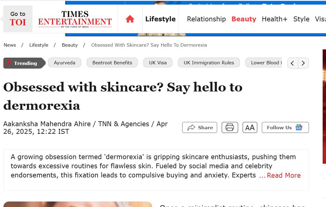 Skinzest in Times of India — Times of India